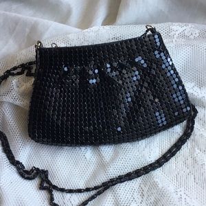 Vintage black sparkle metal clutch purse crossbody